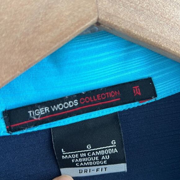 Nike Tiger Woods Collection Polo Dri Fit Contrasting Blue Large - Picture 3 of 7